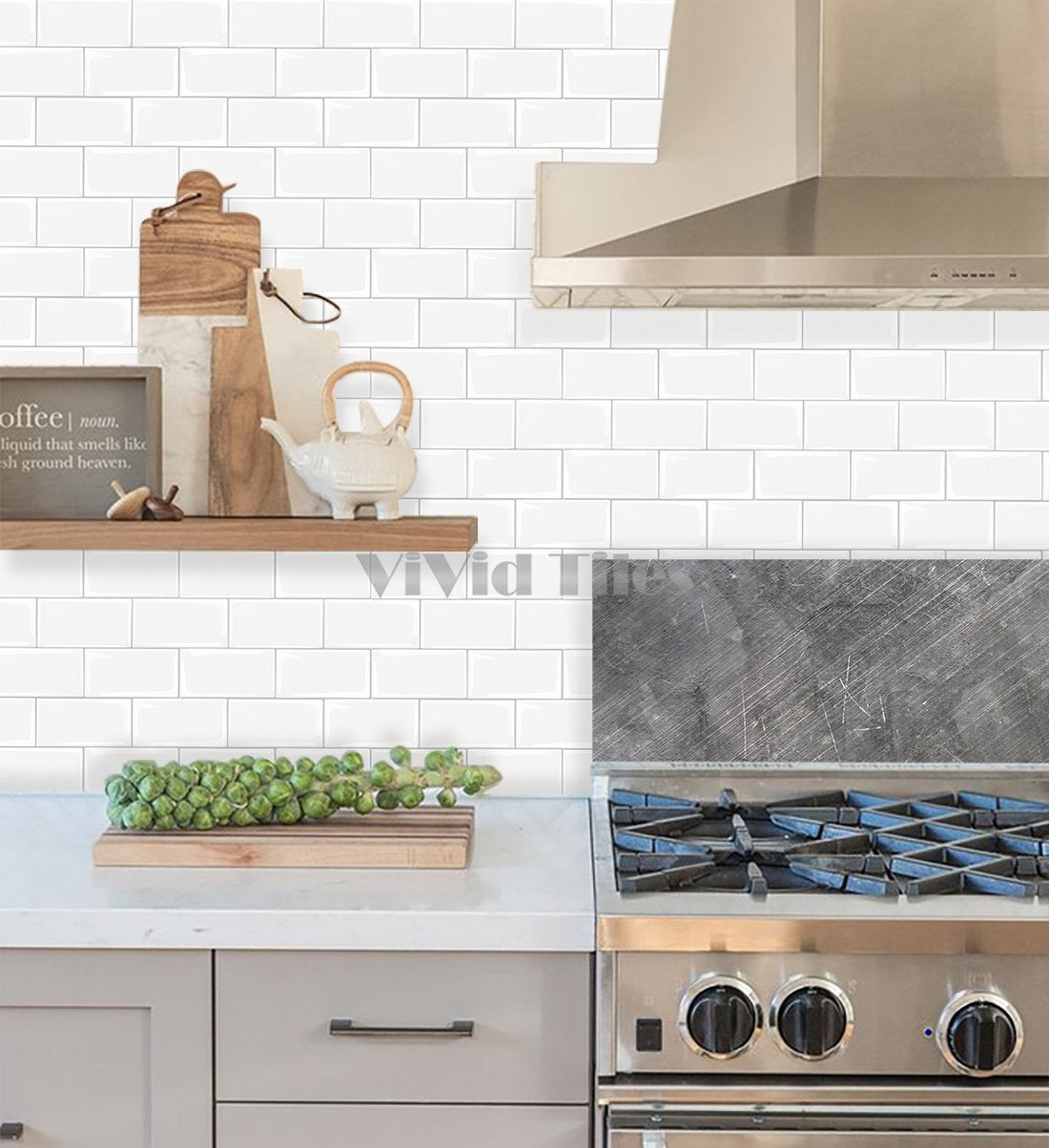Thicker Upgrade White Subway Vinyl Tile With Light Grey Grout HB200 by Vivid Tiles | Souqify