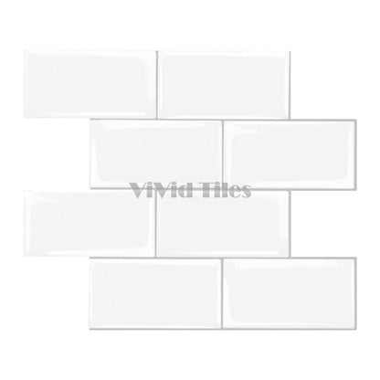Thicker Upgrade White Subway Vinyl Tile With Light Grey Grout HB200 by Vivid Tiles | Souqify