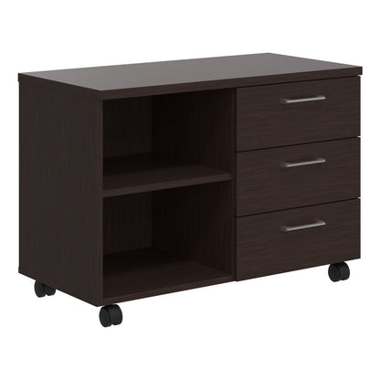 THREE DRAWER MOBILE PEDESTAL WITH OPEN SHELVES, MADE IN E1 LAMINATE CHIPBOARD by Treejar | Souqify