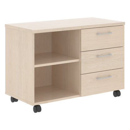 THREE DRAWER MOBILE PEDESTAL WITH OPEN SHELVES, MADE IN E1 LAMINATE CHIPBOARD by Treejar | Souqify