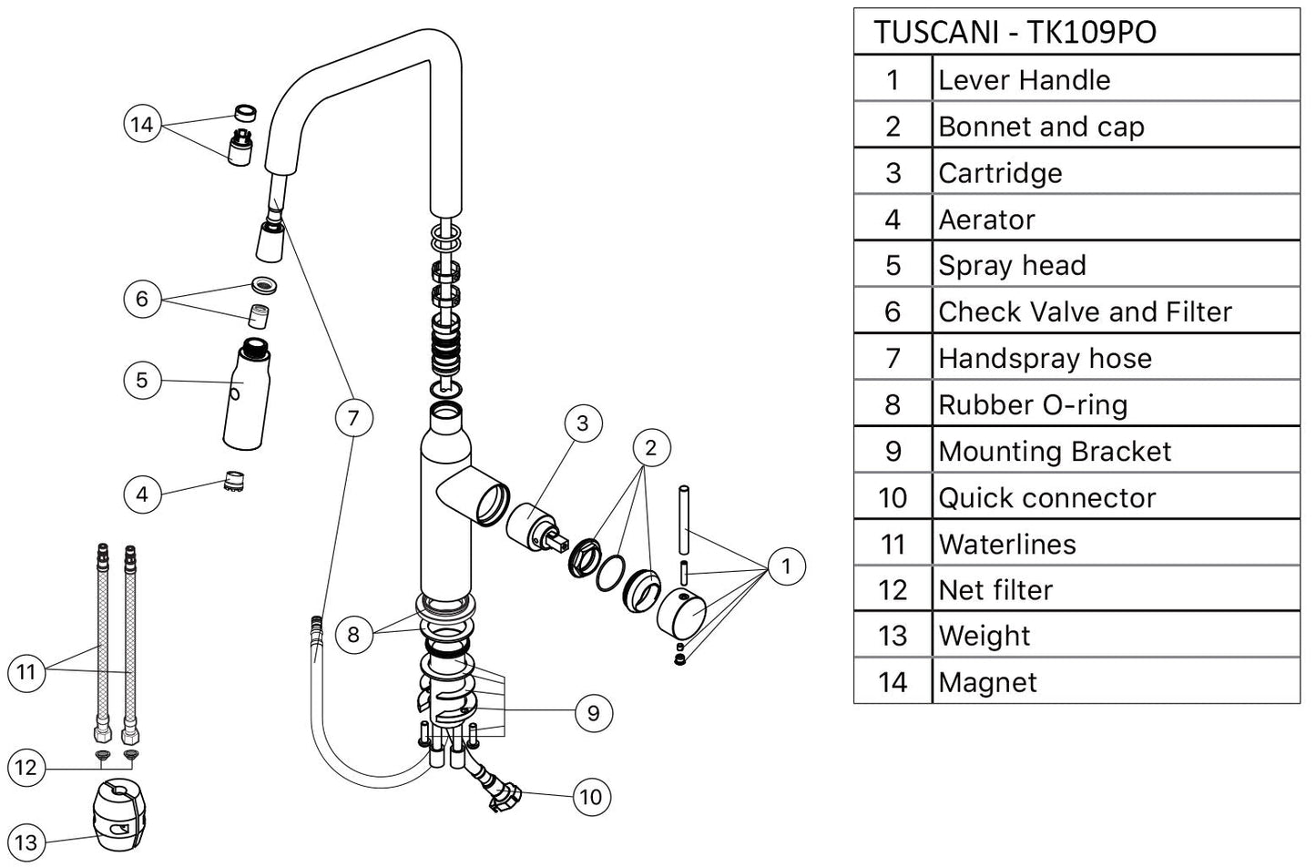 TK109PO - Kitania Series Pull Out Kitchen Mixer by TUSCANI | Souqify