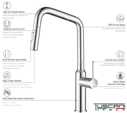 TK109PO - Kitania Series Pull Out Kitchen Mixer by TUSCANI | Souqify