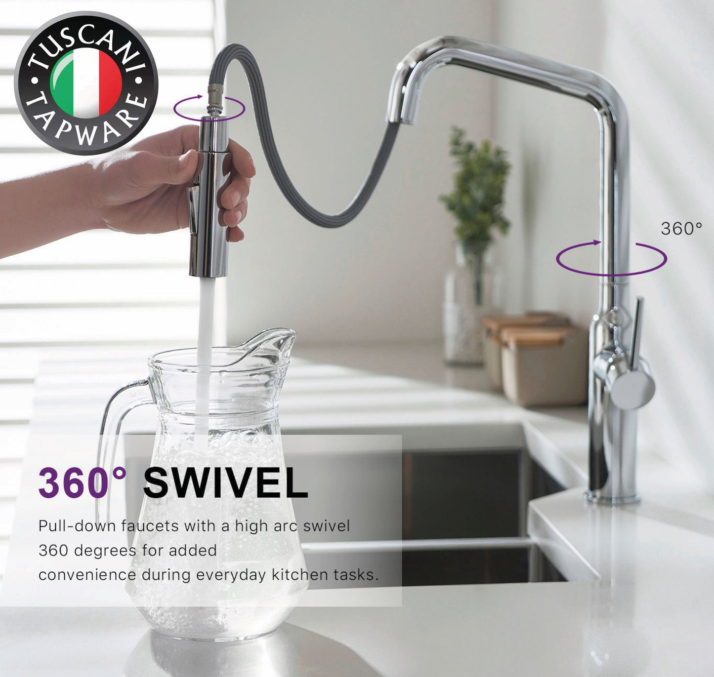 TK109PO - Kitania Series Pull Out Kitchen Mixer by TUSCANI | Souqify