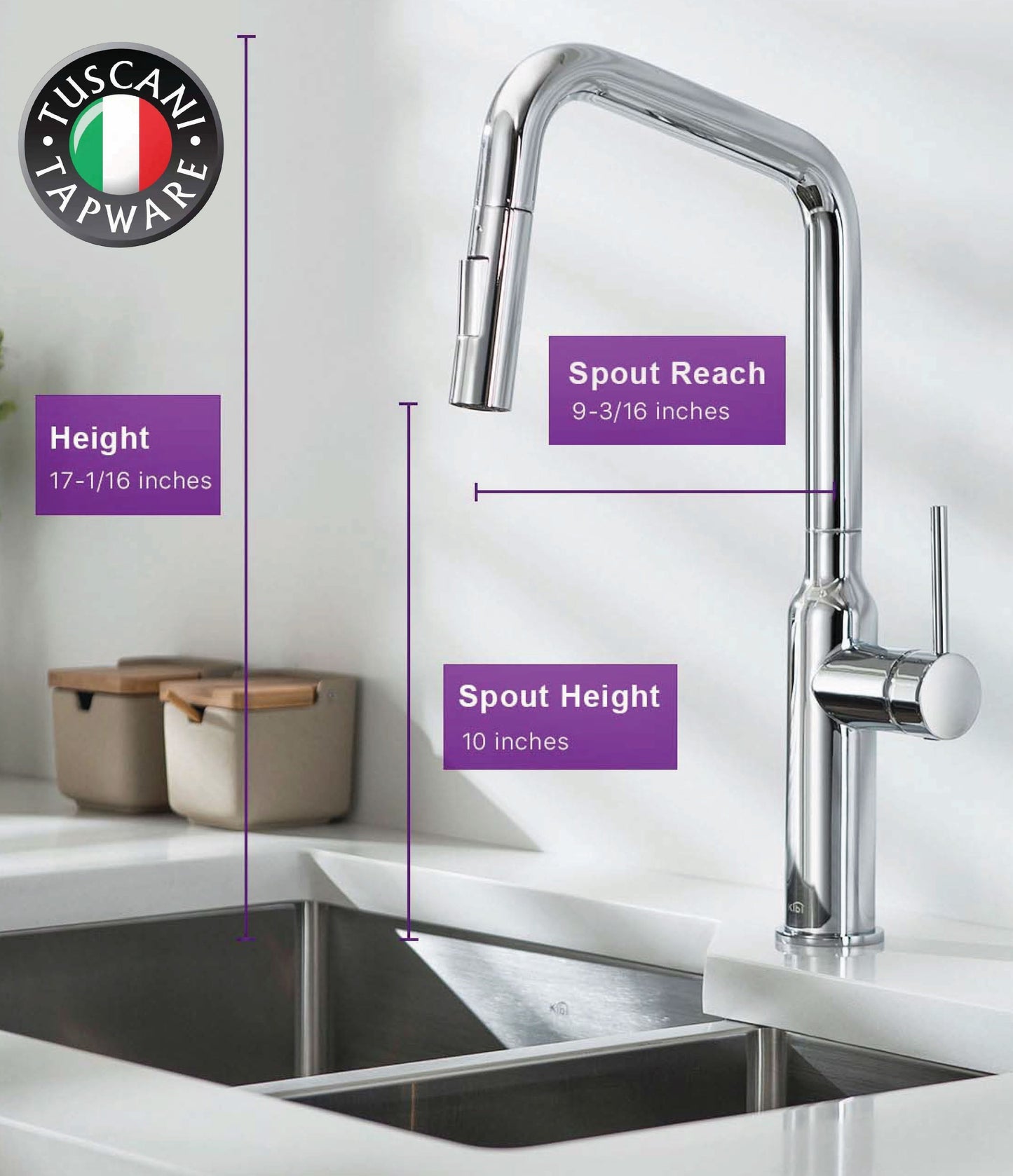 TK109PO - Kitania Series Pull Out Kitchen Mixer by TUSCANI | Souqify