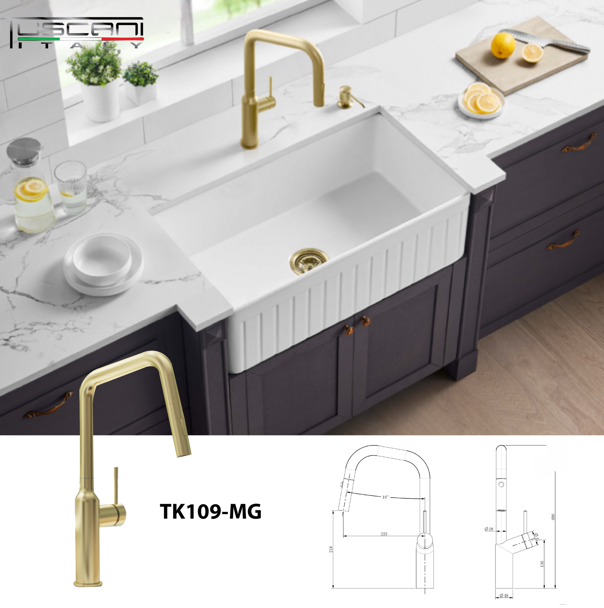 TK109PO - Kitania Series Pull Out Kitchen Mixer by TUSCANI | Souqify