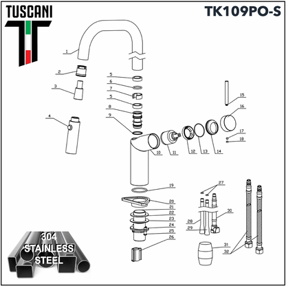 TK109PO-S - Pull Out Kitchen Mixer by TUSCANI | Souqify