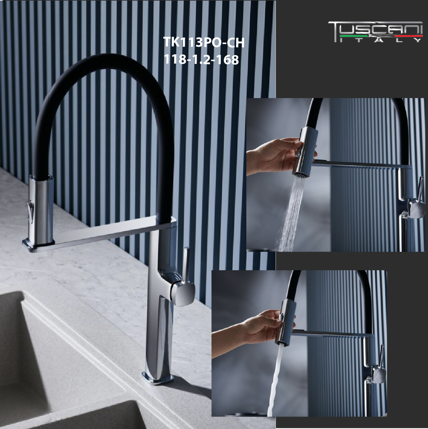 TK113PO - Kitania Series Pull Out Kitchen Mixer by TUSCANI | Souqify