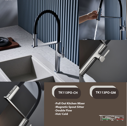 TK113PO - Kitania Series Pull Out Kitchen Mixer by TUSCANI | Souqify