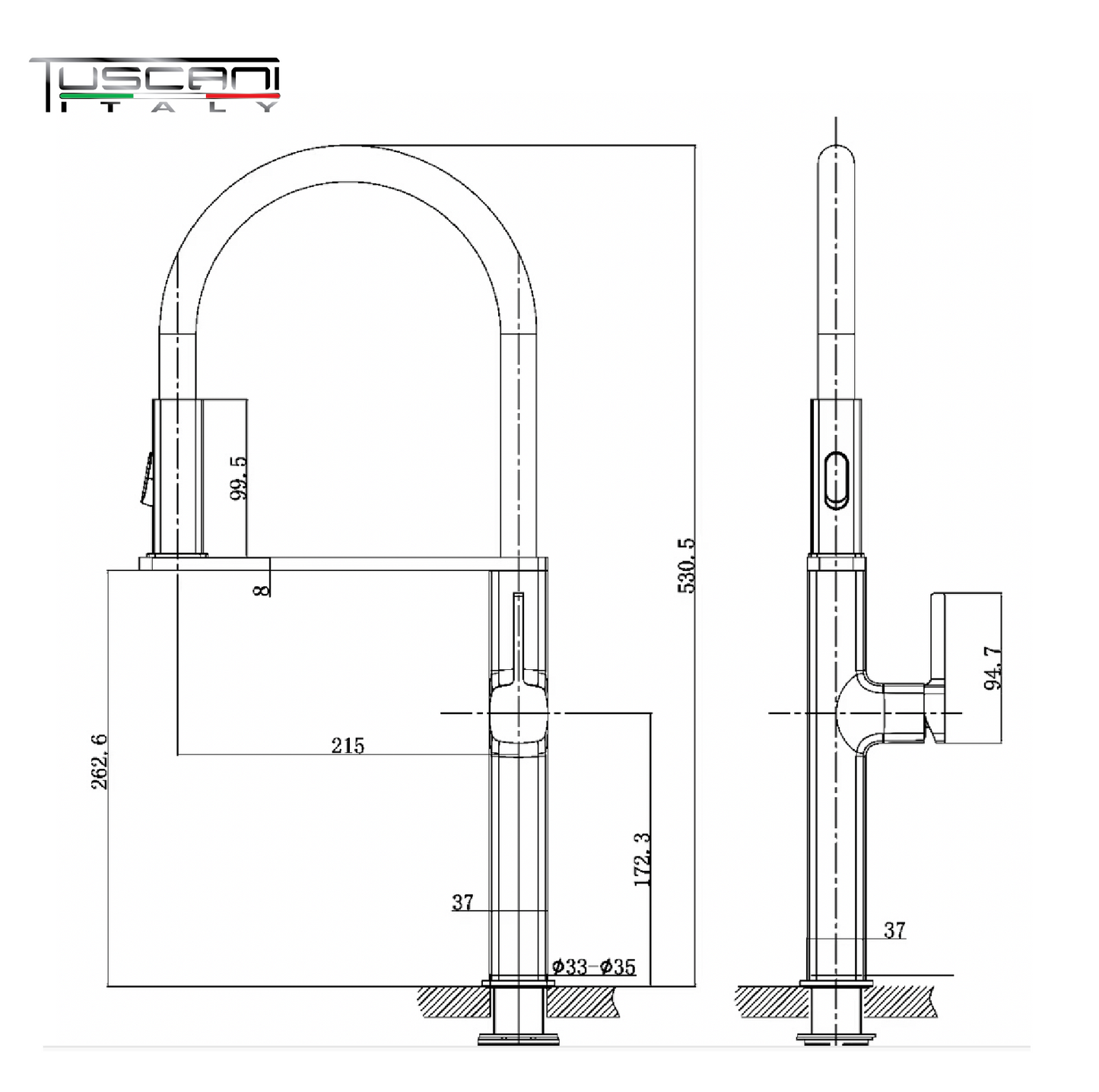 TK113PO - Kitania Series Pull Out Kitchen Mixer by TUSCANI | Souqify