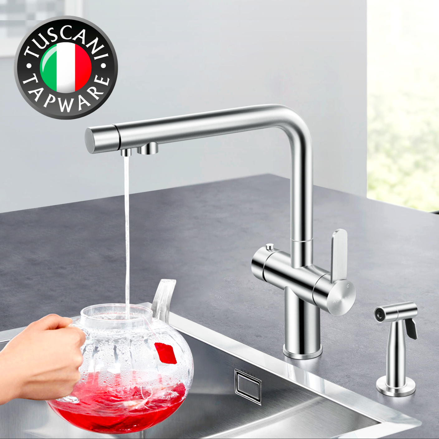 TK115PO-S - Kitania Series Pull Out Kitchen Mixer by TUSCANI | Souqify