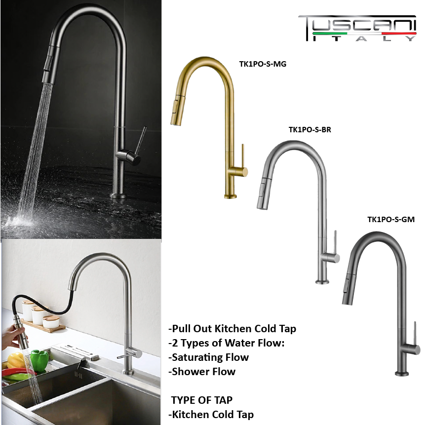 TK1PO-S - Kitania Series Pull Out Kitchen Cold Tap by TUSCANI | Souqify