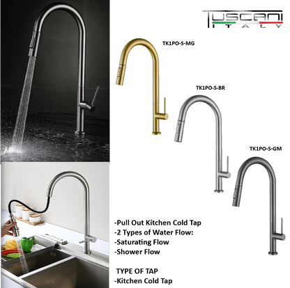 TK1PO-S - Kitania Series Pull Out Kitchen Cold Tap by TUSCANI | Souqify
