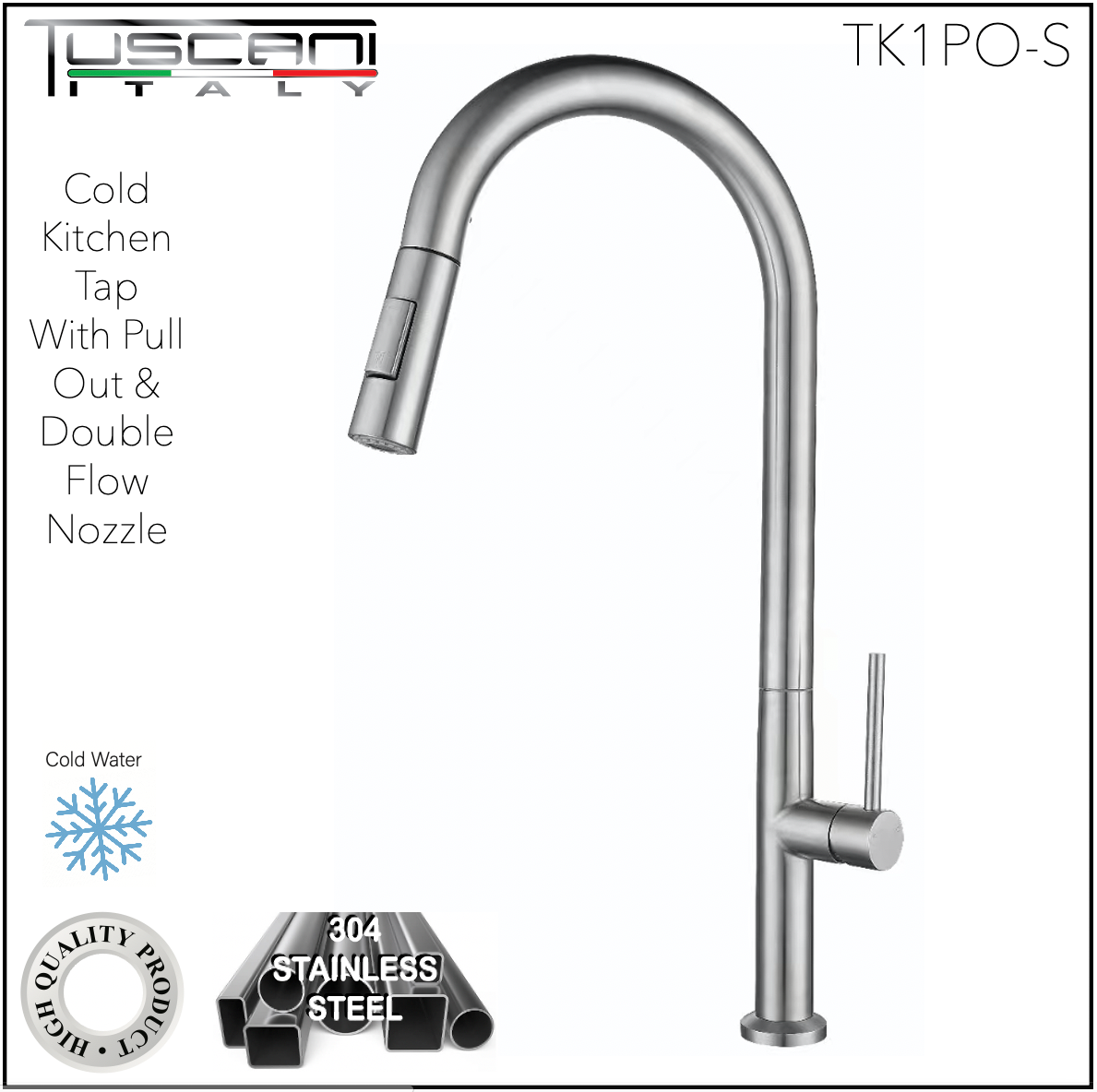 TK1PO-S - Kitania Series Pull Out Kitchen Cold Tap by TUSCANI | Souqify
