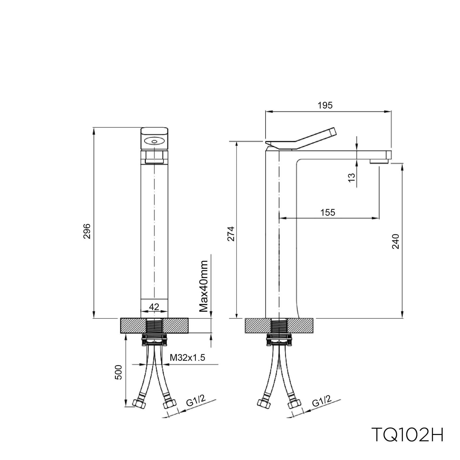 TQ102H - Quatrio Series High Basin Mixer by TUSCANI | Souqify