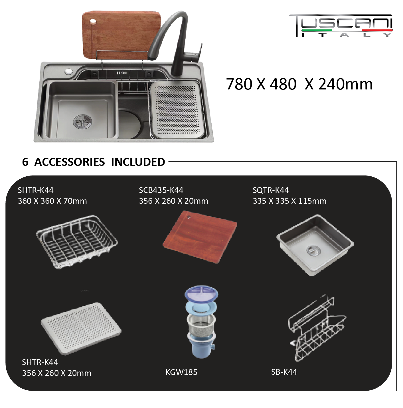 Tuscani K44NB Kitchen Sink K44NB by TUSCANI | Souqify