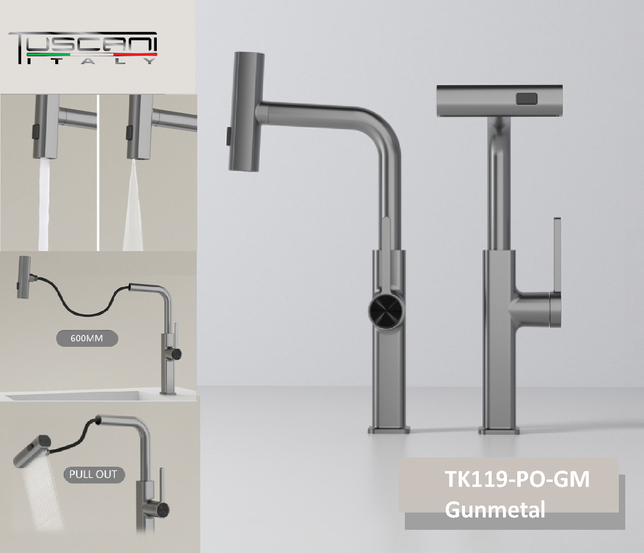 Tuscani TK119-PO Kitchen Mixer Pull Out by TUSCANI | Souqify