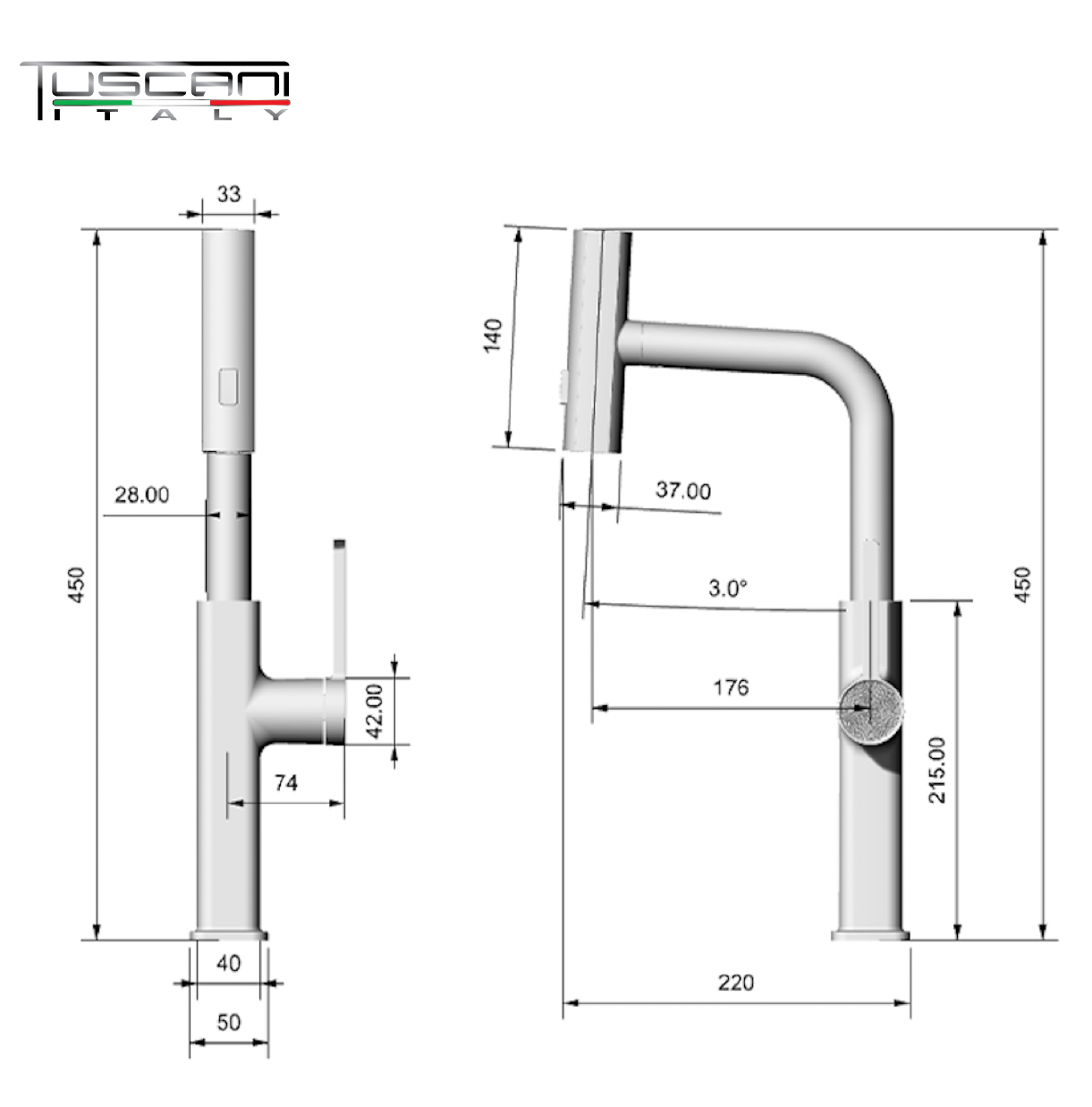 Tuscani TK119-PO Kitchen Mixer Pull Out by TUSCANI | Souqify
