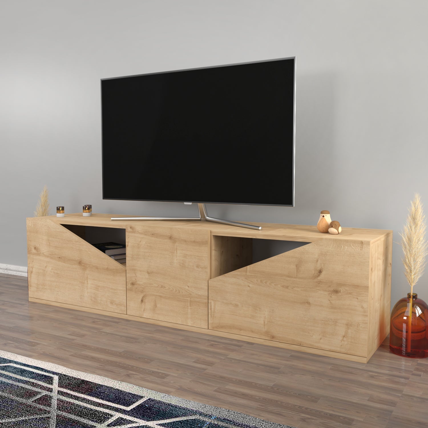 TV Stand Carson - Oak-OTVS3315 Oak 175 X 44 X 16 by DECOROTIKA | Souqify