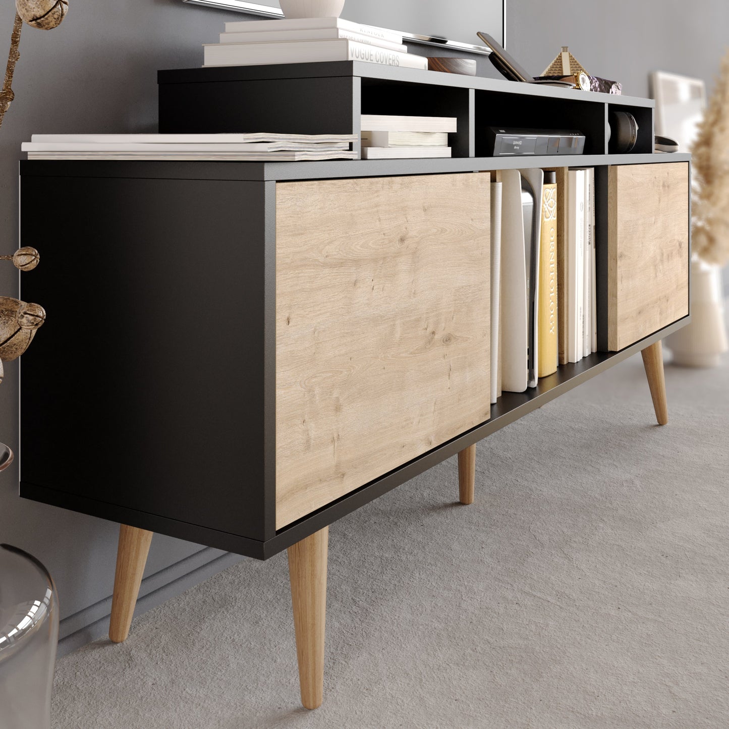TV Stand Char - Black, Sapphire-CHA63TS03 Black
Sapphire 172 X 41 X 14 by DECOROTIKA | Souqify