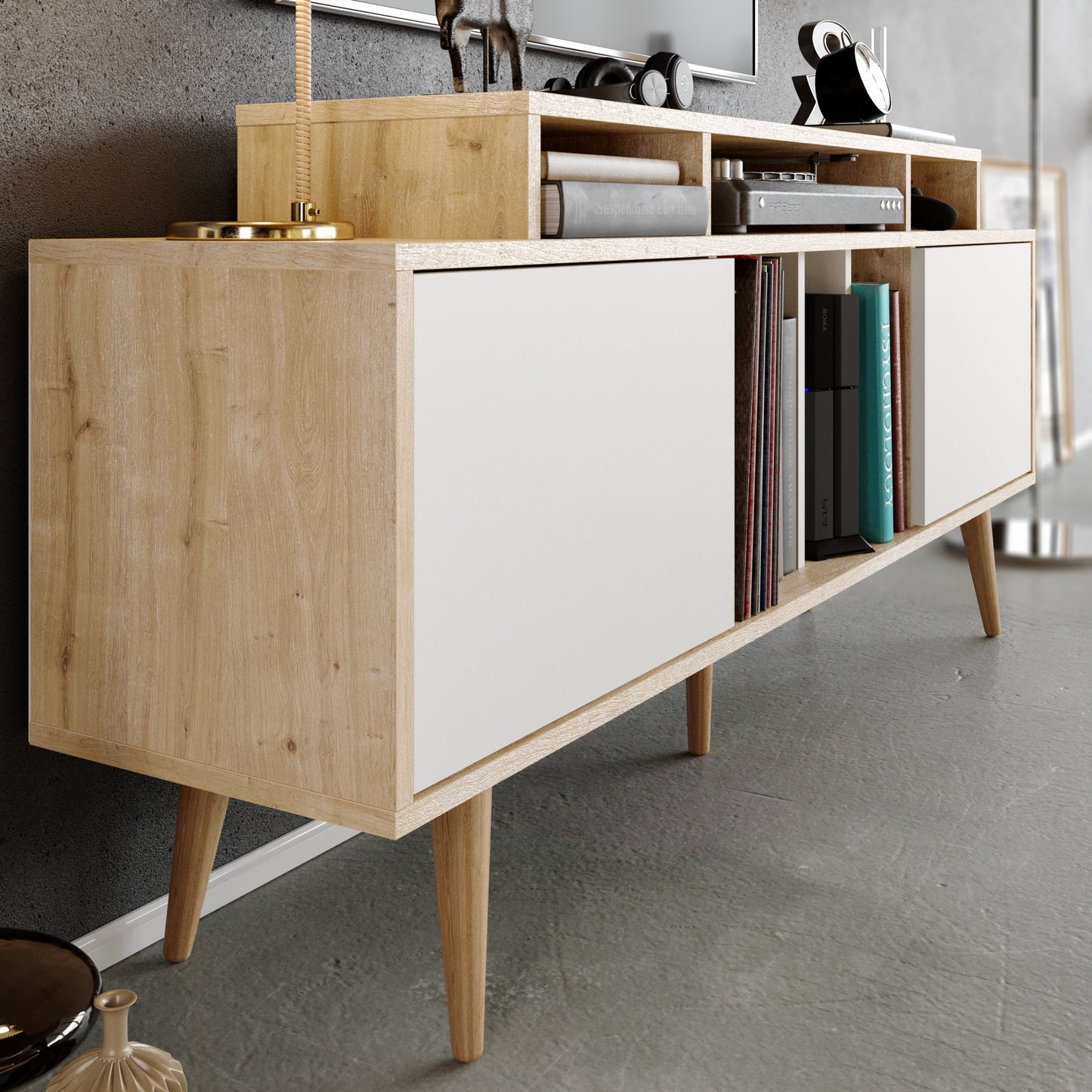 TV Stand Char - Sapphire, White-CHA63TS02 White
Sapphire 172 X 41 X 14 by DECOROTIKA | Souqify
