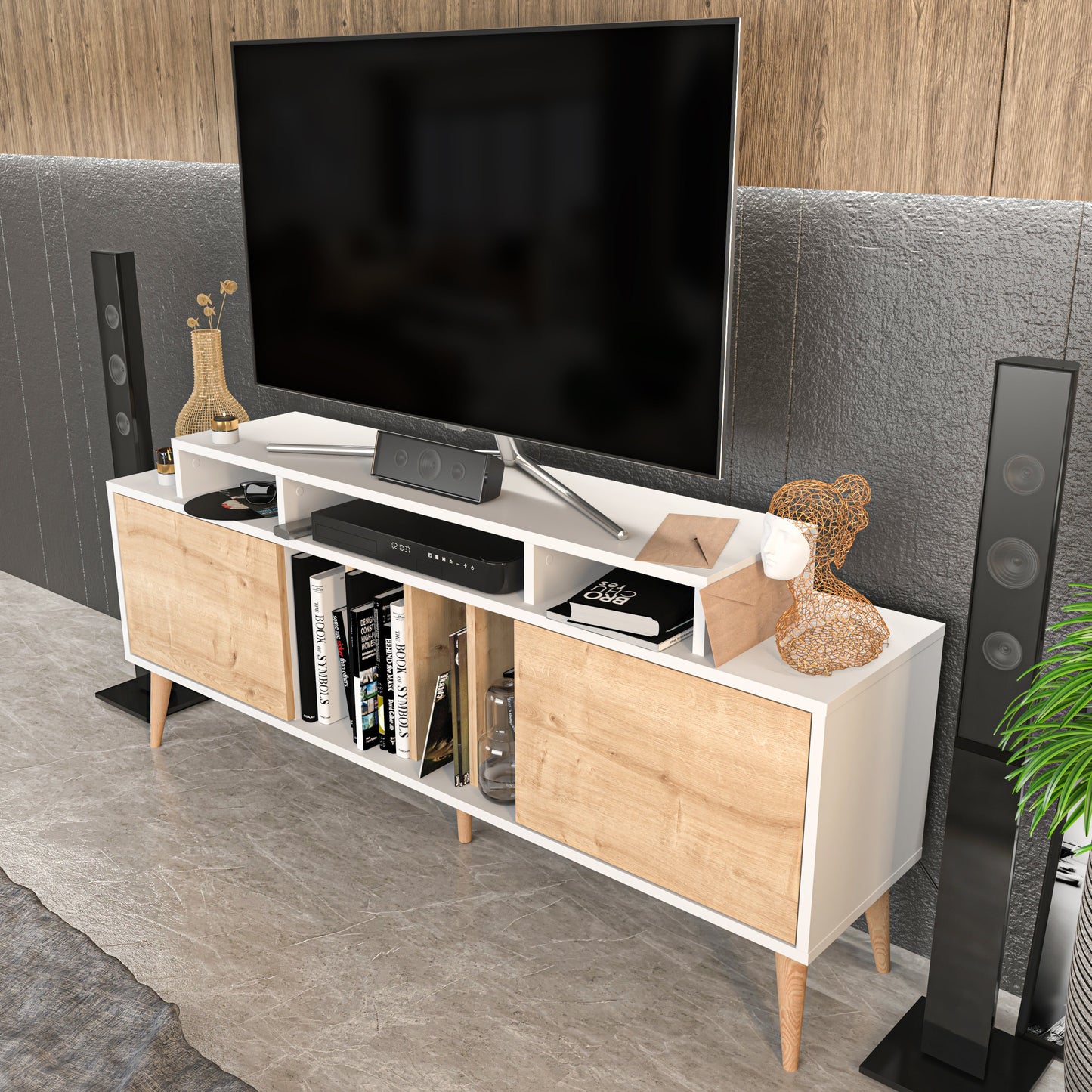 TV Stand Char - White, Sapphire-CHA63TS04 White
Sapphire 172 X 41 X 14 by DECOROTIKA | Souqify
