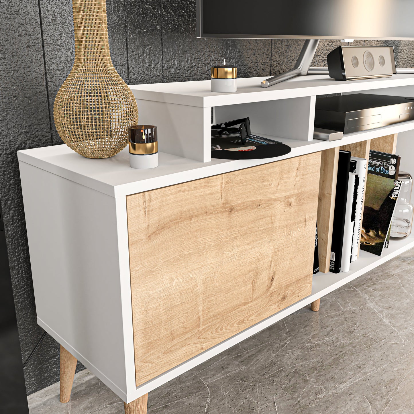 TV Stand Char - White, Sapphire-CHA63TS04 White
Sapphire 172 X 41 X 14 by DECOROTIKA | Souqify