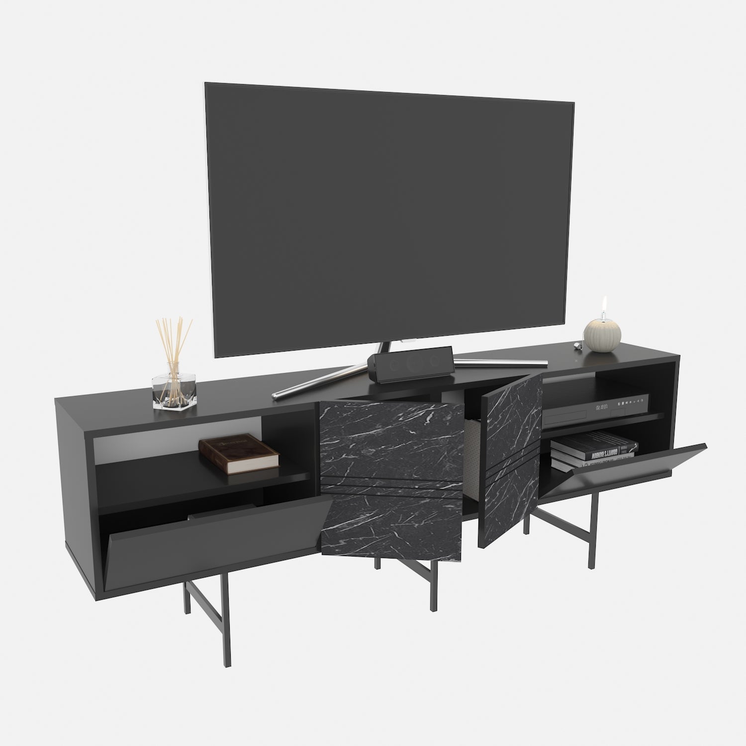 TV Stand Derin - Black-DRN71SB02 Black
Marble 107 X 41 X 27 by DECOROTIKA | Souqify