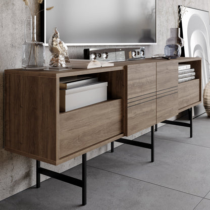 TV Stand Derin - Walnut, Black-DRN71SB03 Walnut
Black 107 X 41 X 27 by DECOROTIKA | Souqify