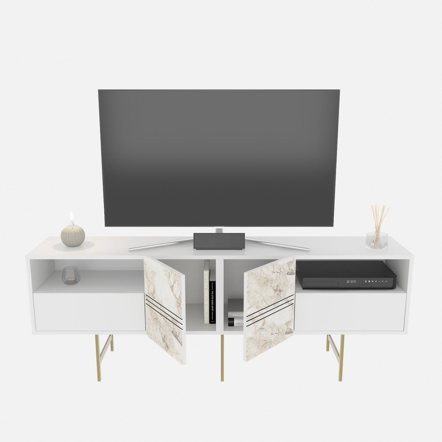 TV Stand Derin - White-DRN71SB01 White 107 X 41 X 27 by DECOROTIKA | Souqify