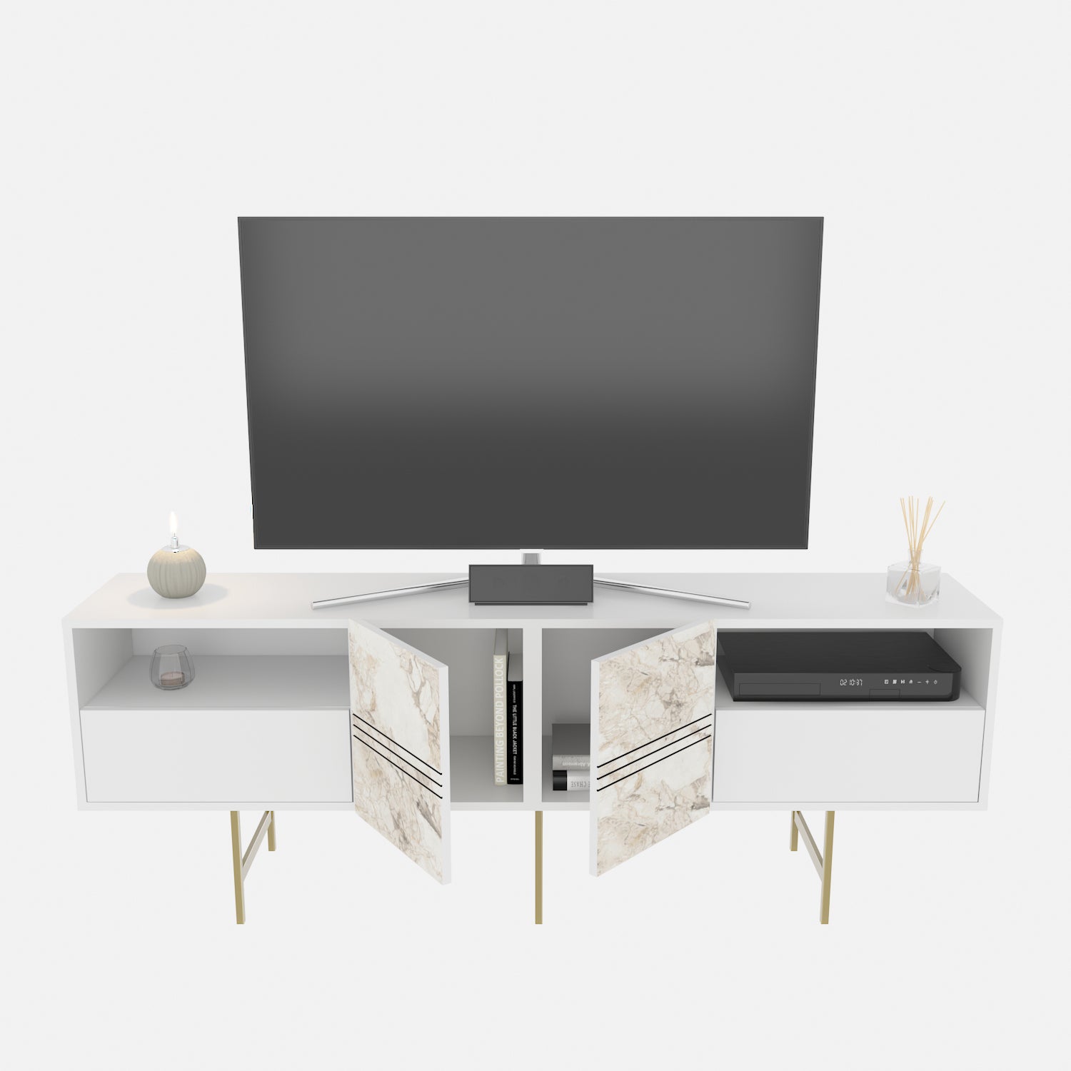 TV Stand Derin - White-DRN71SB01 White 107 X 41 X 27 by DECOROTIKA | Souqify
