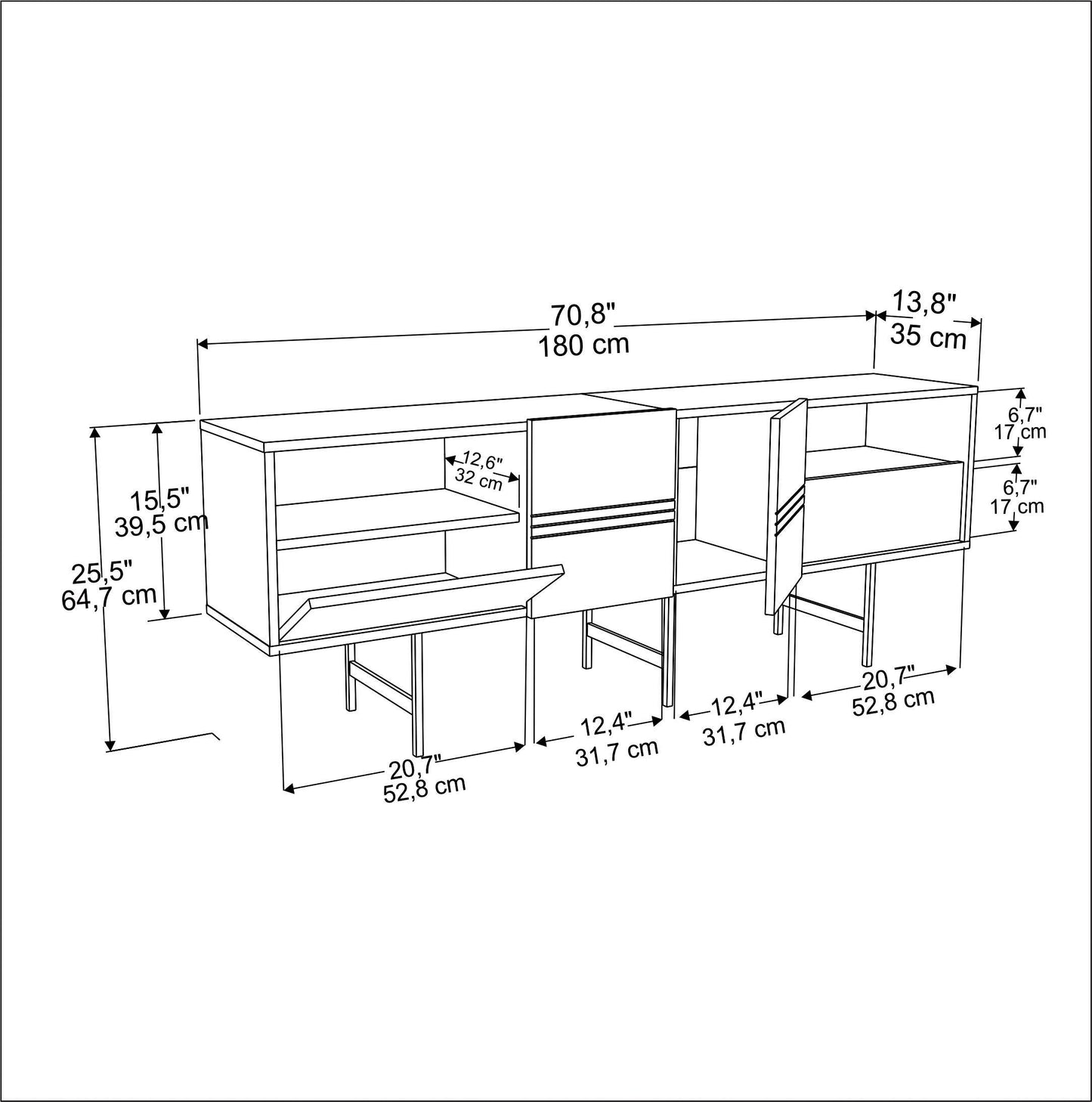TV Stand Derin - White-DRN71SB01 White 107 X 41 X 27 by DECOROTIKA | Souqify