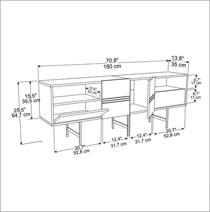 TV Stand Derin - White-DRN71SB01 White 107 X 41 X 27 by DECOROTIKA | Souqify
