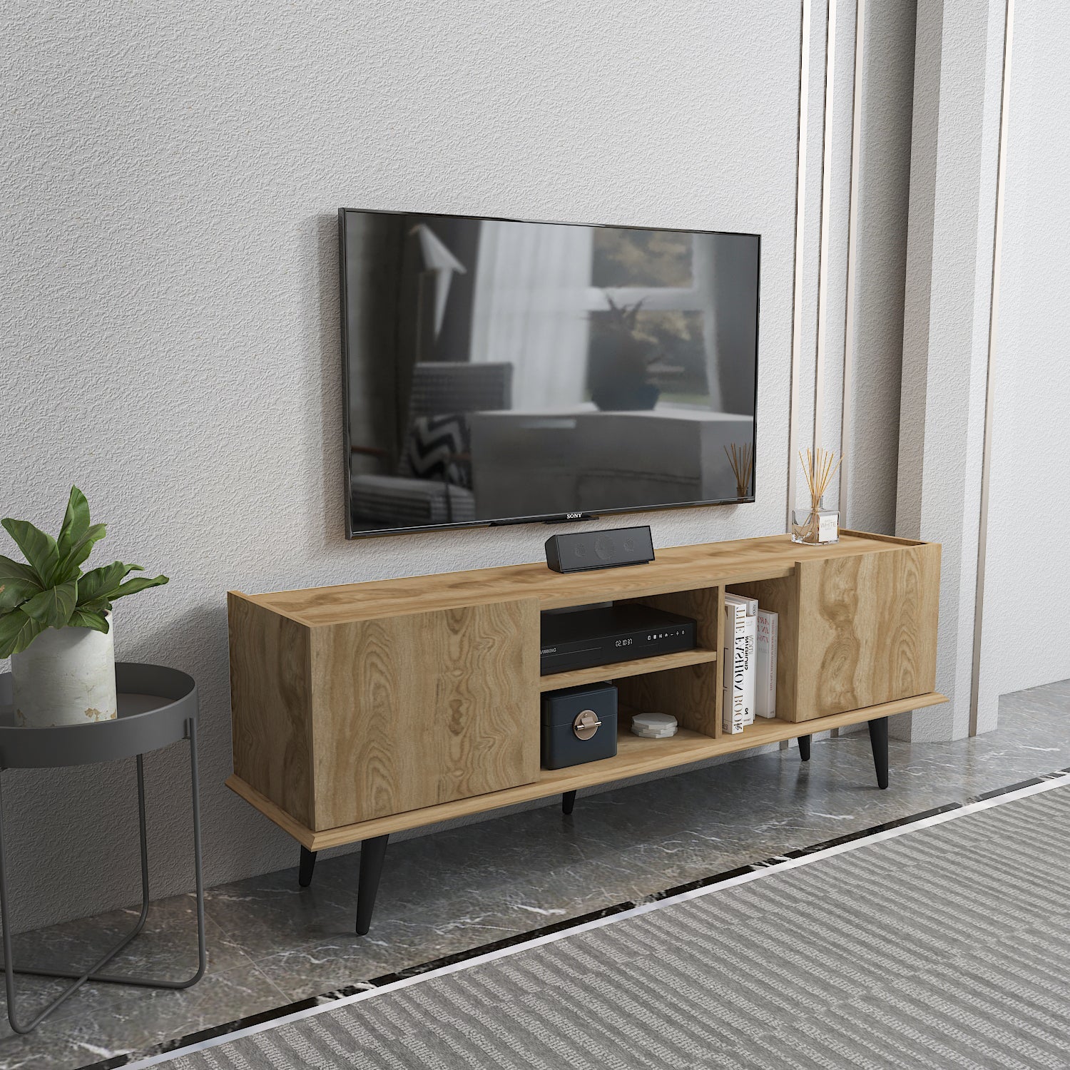 Tv Stand Ekvador Oud&Oak-EKV63TS03 Oud&Oak 177 X 40 X 14 by DECOROTIKA | Souqify