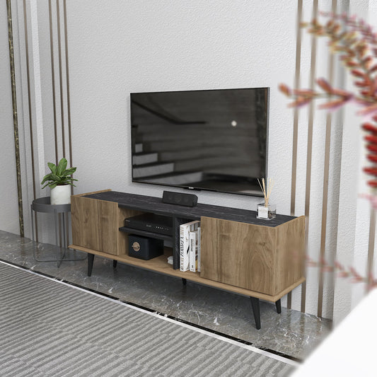 Tv Stand Ekvador Walnut&Bendire-EKV63TS01 Walnut&Bendire 177 X 40 X 14 by DECOROTIKA | Souqify