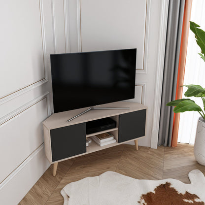 Tv Stand Lesson Cottonbeige&Black-LSS47TS06 Cottonbeige&Black 134 X 51 X 15 by DECOROTIKA | Souqify