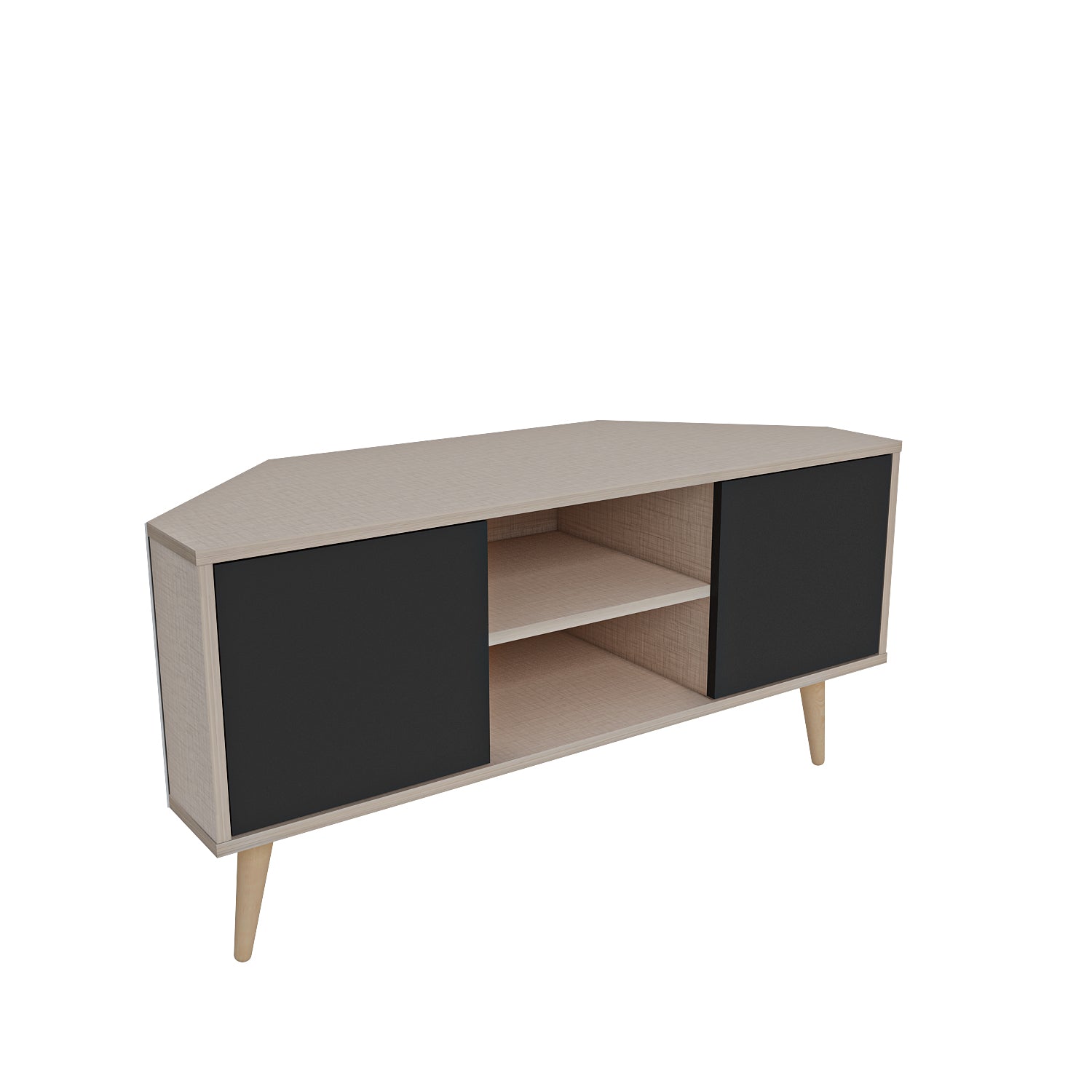 Tv Stand Lesson Cottonbeige&Black-LSS47TS06 Cottonbeige&Black 134 X 51 X 15 by DECOROTIKA | Souqify