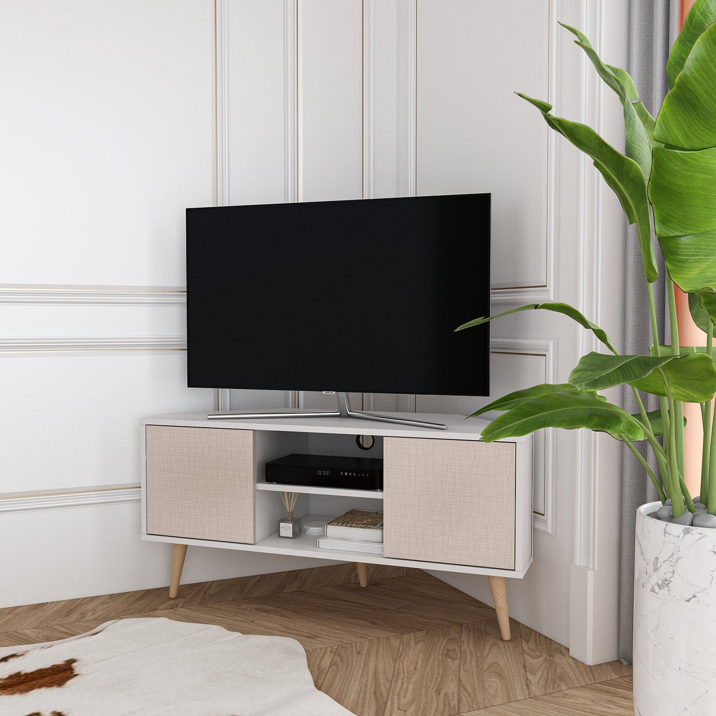 Tv Stand Lesson Silva&Cottonbeige-LSS47TS05 Silva&Cottonbeige 134 X 51 X 15 by DECOROTIKA | Souqify