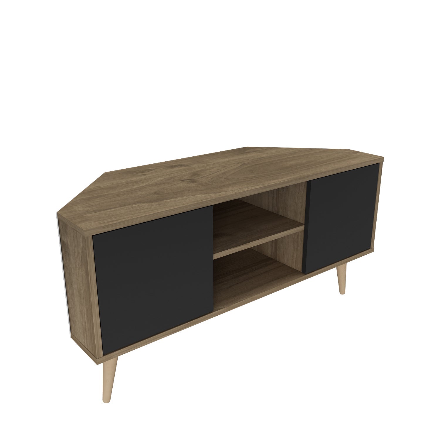 Tv Stand Lesson Walnut&Black-LSS47TS03 Walnut&Black 134 X 51 X 15 by DECOROTIKA | Souqify