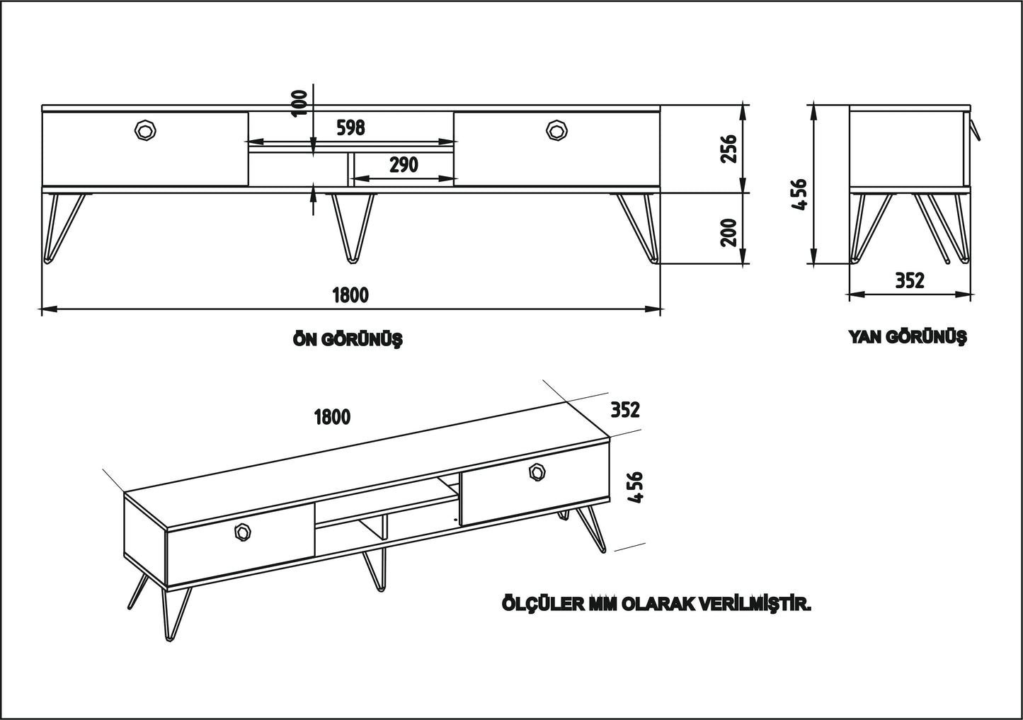 TV Stand Lorenz-LOR71TSB01 Walnut
Black 185 X 40 X 9.1 by DECOROTIKA | Souqify