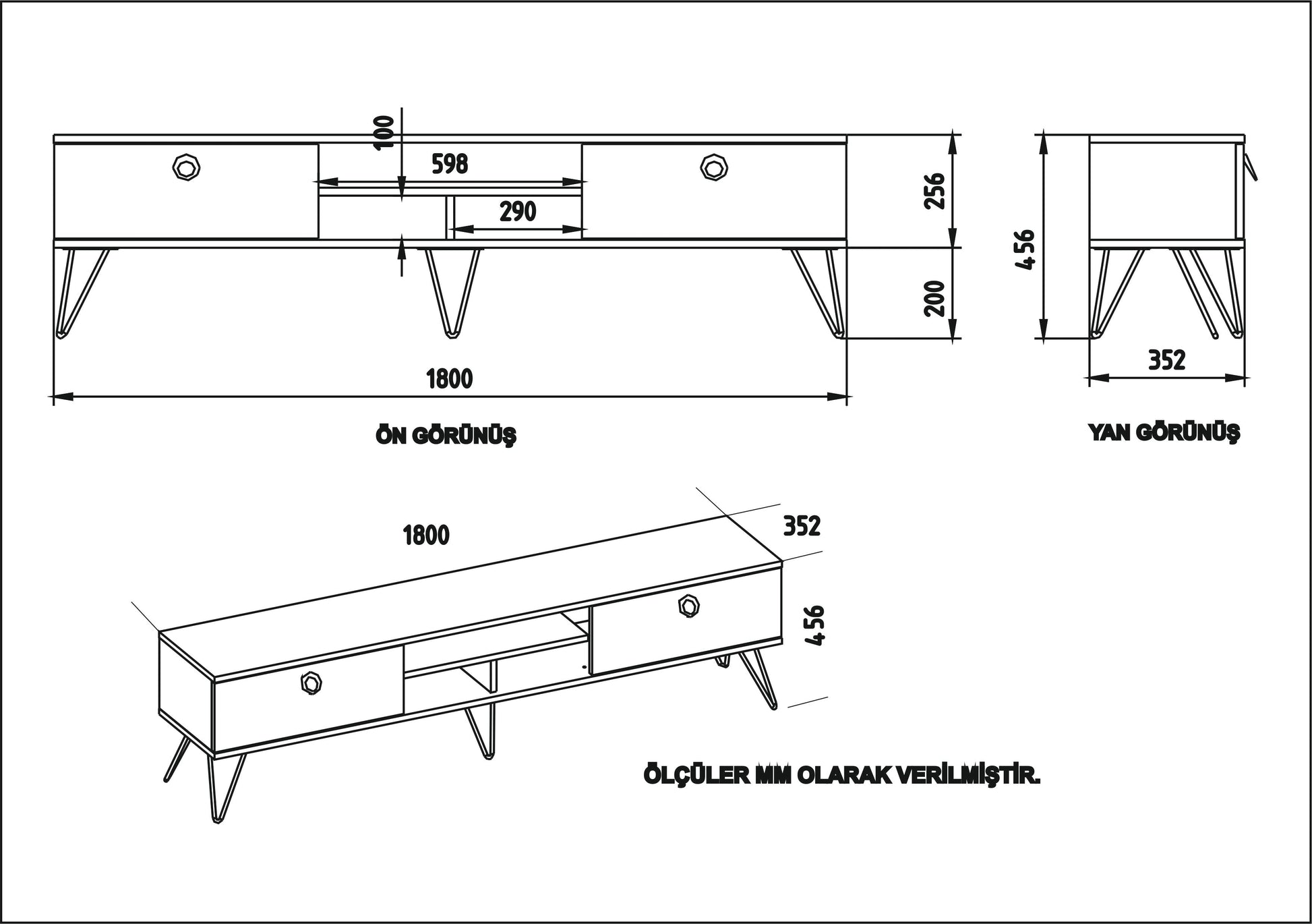 TV Stand Lorenz-LOR71TSB01 Walnut
Black 185 X 40 X 9.1 by DECOROTIKA | Souqify
