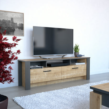 TV Stand Manhattan 150 - Oak-MN59TSM01 Oak
Dark Grey 161 X 41 X 16 by DECOROTIKA | Souqify