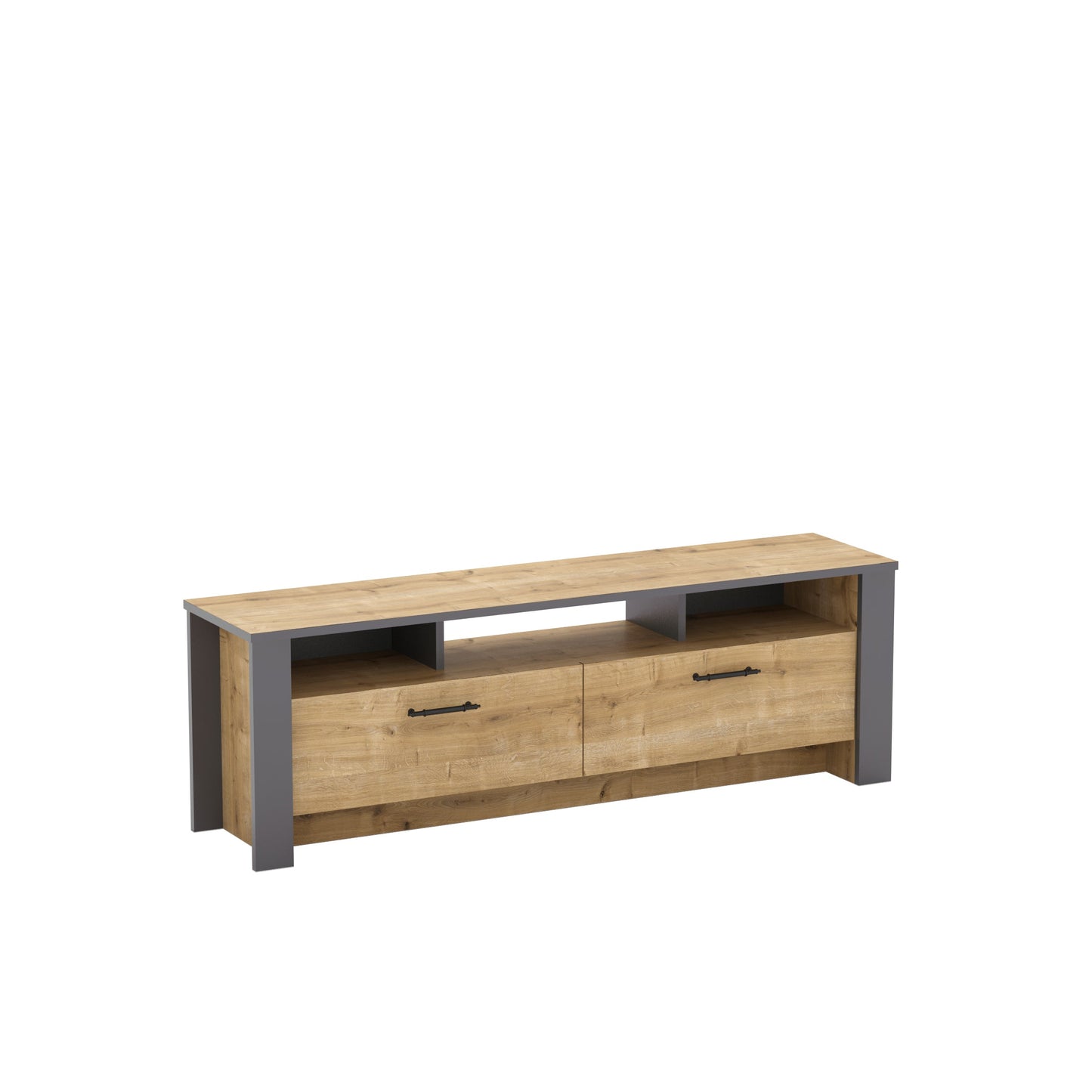TV Stand Manhattan 150 - Oak-MN59TSM01 Oak
Dark Grey 161 X 41 X 16 by DECOROTIKA | Souqify