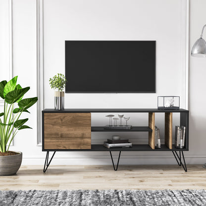 TV Stand Mistico (140) - Walnut, Black-MST55TSB01 Walnut
Black 152 X 41 X 15 by DECOROTIKA | Souqify