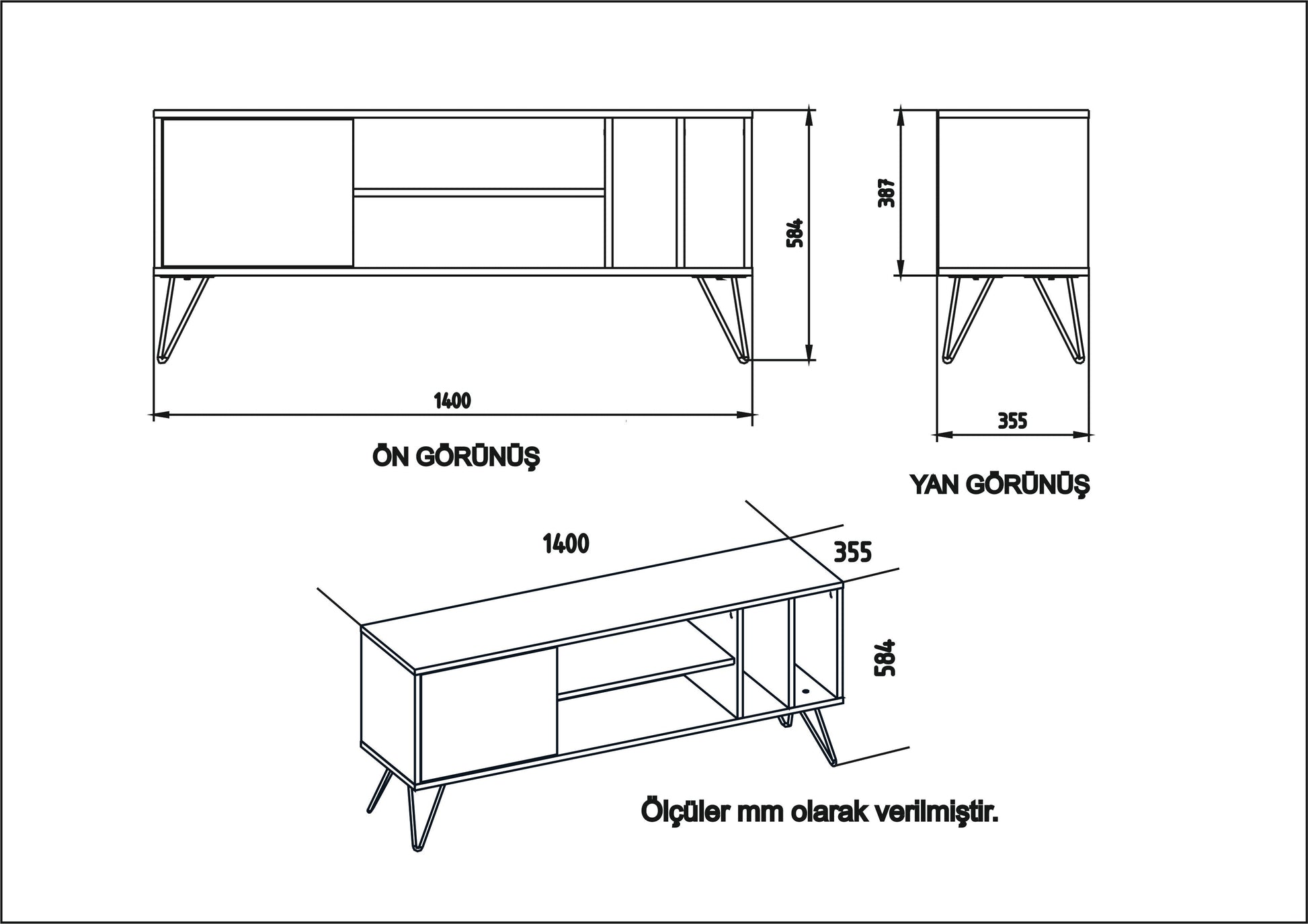 TV Stand Mistico (140) - Walnut, Black-MST55TSB01 Walnut
Black 152 X 41 X 15 by DECOROTIKA | Souqify