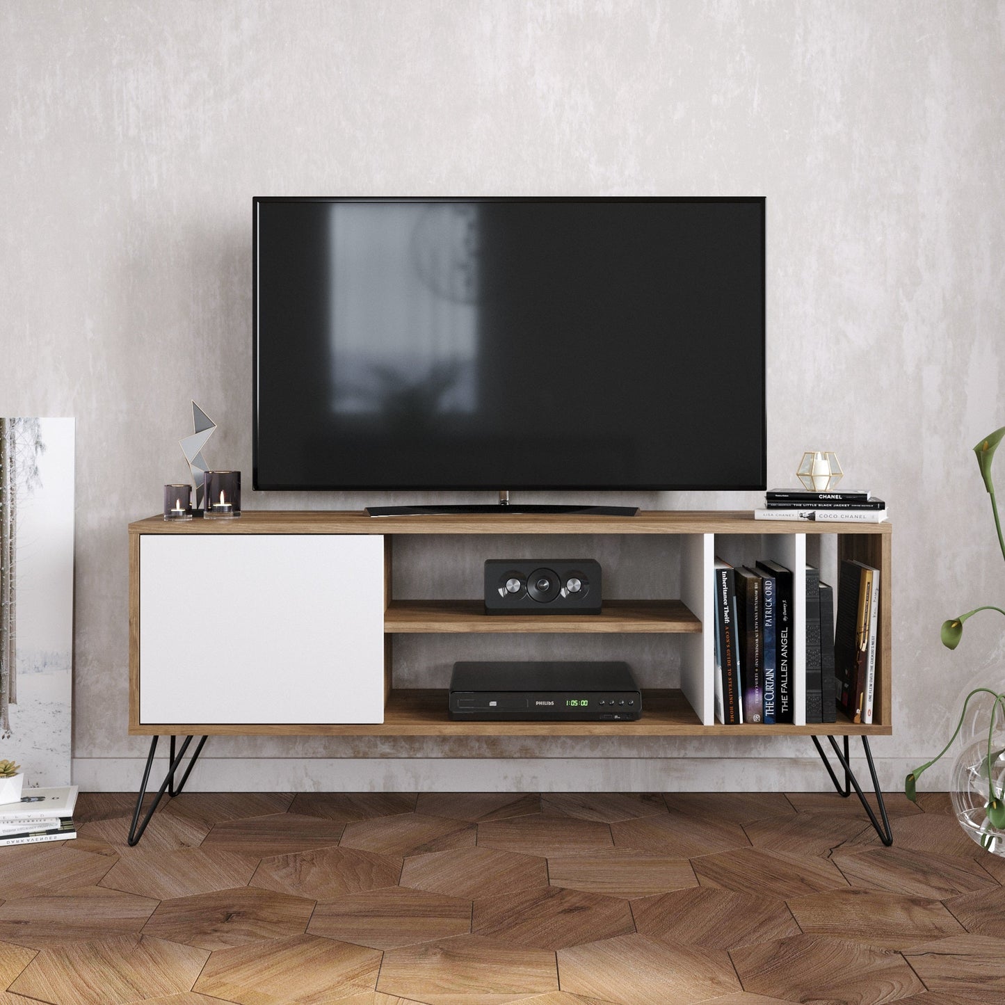 TV Stand Mistico (140) - Walnut, White-MST55TSB02 Walnut
Black
White 152 X 41 X 15 by DECOROTIKA | Souqify