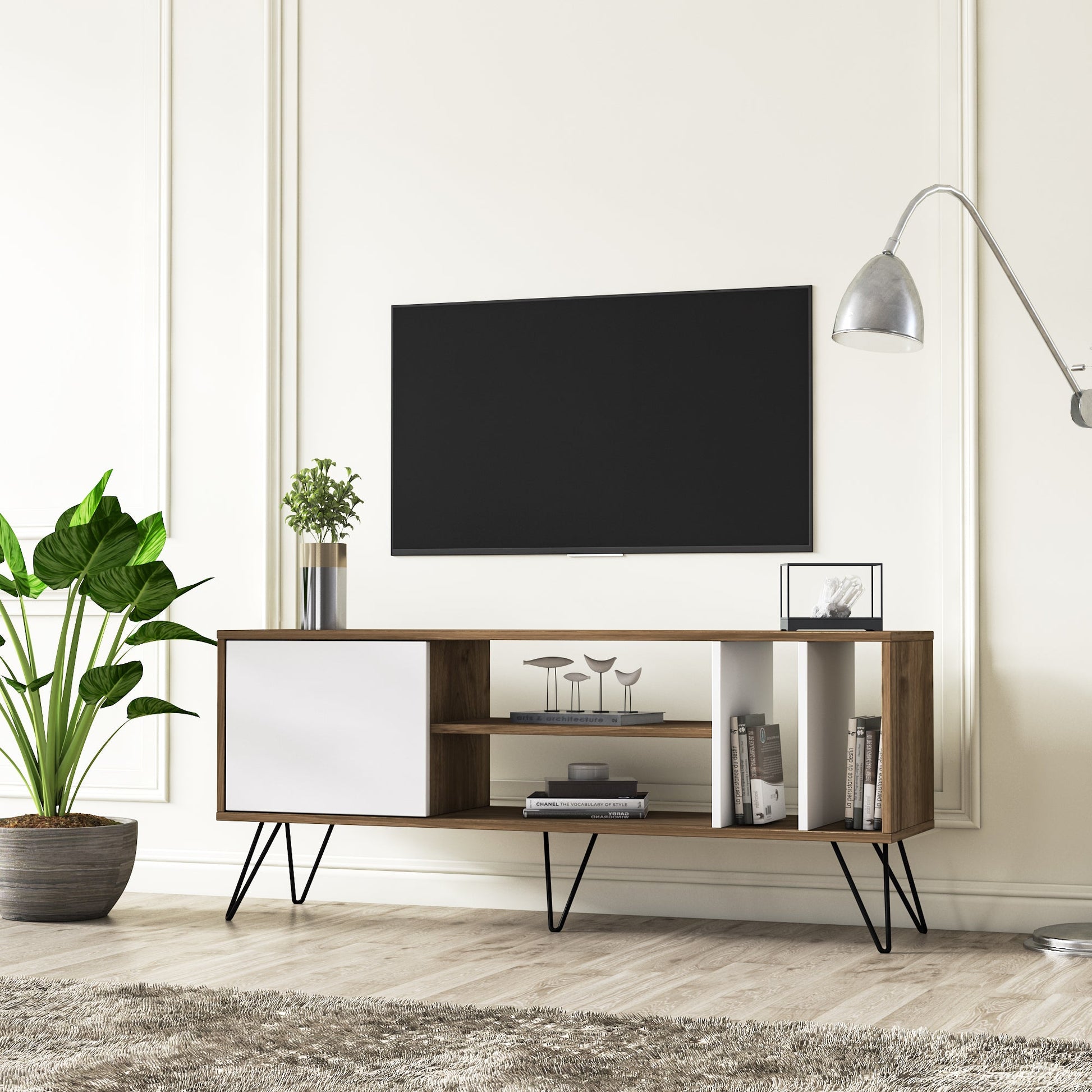 TV Stand Mistico (140) - Walnut, White-MST55TSB02 Walnut
Black
White 152 X 41 X 15 by DECOROTIKA | Souqify