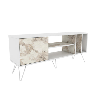 TV Stand Mistico (140)-White,White Marble Effect-MST55TSB03 White,White Marble Effect 152 X 41 X 15 by DECOROTIKA | Souqify
