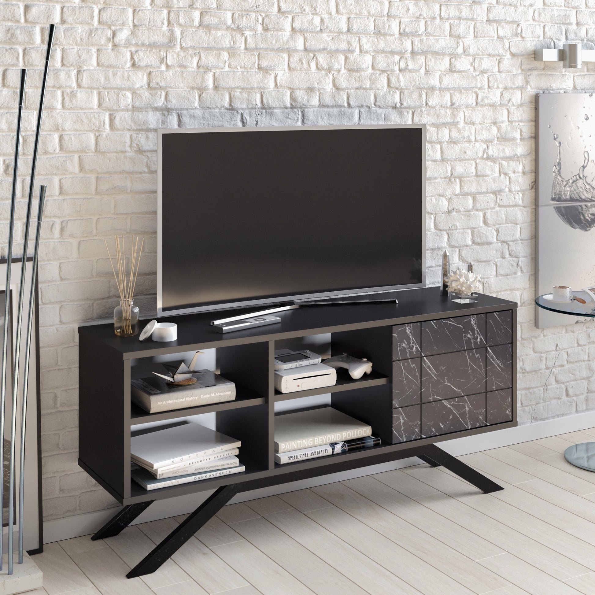 TV Stand North - Black-NOR51TS03 Black
Marble 143 X 43 X 20 by DECOROTIKA | Souqify