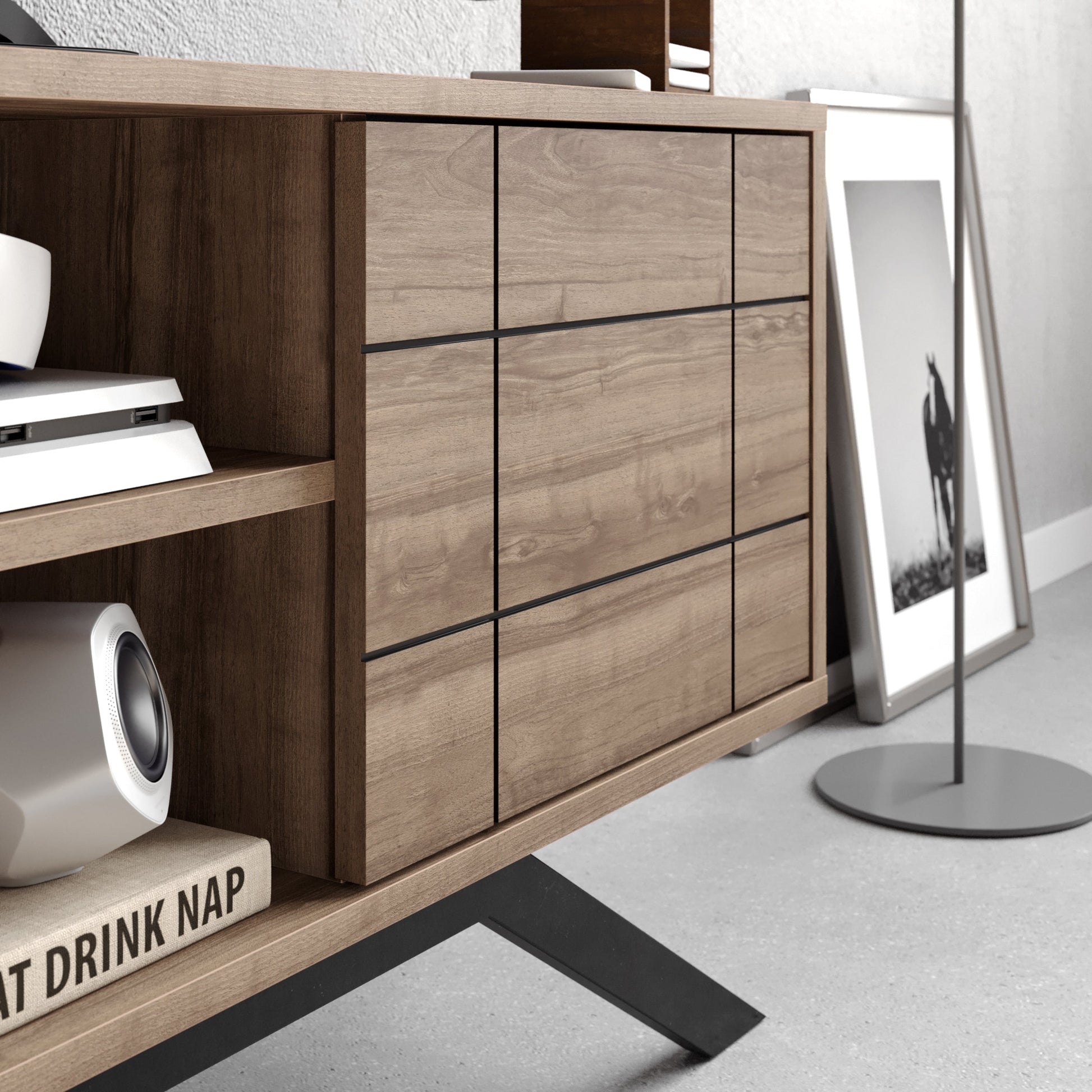 TV Stand North - Black, Walnut-NOR51TS02 Black
Walnut 143 X 43 X 20 by DECOROTIKA | Souqify
