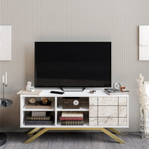 TV Stand North - White, Gold-NOR51TS01 White
Gold 143 X 43 X 20 by DECOROTIKA | Souqify